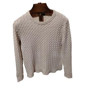 Banana Republic Womens Supima Cotton Cable-Knit Sweater Cream Size Large